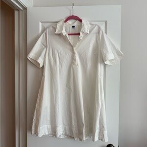 White Collared Short Sleeve Trapeze Dress